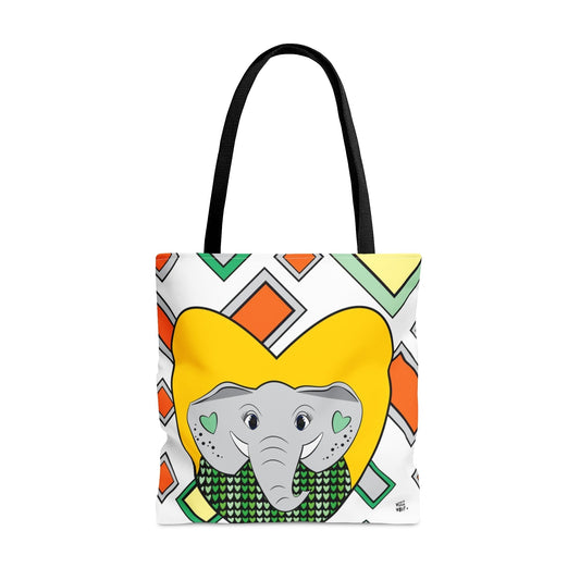 Elephant Love in Green - Fashion Tote & Beach Bag - WeezWomp