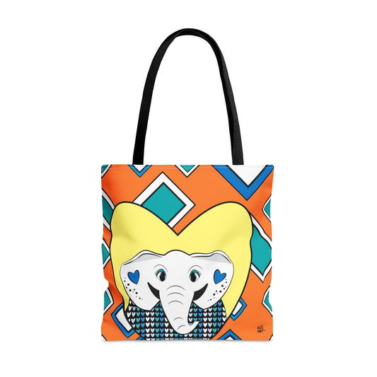 Elephant Love in Orange - Fashion Tote & Beach Bag - WeezWomp