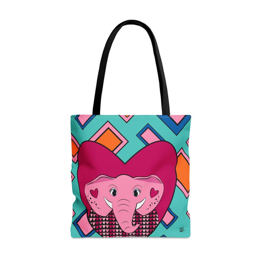 Elephant Love in Pink - Fashion Tote & Beach Bag - WeezWomp