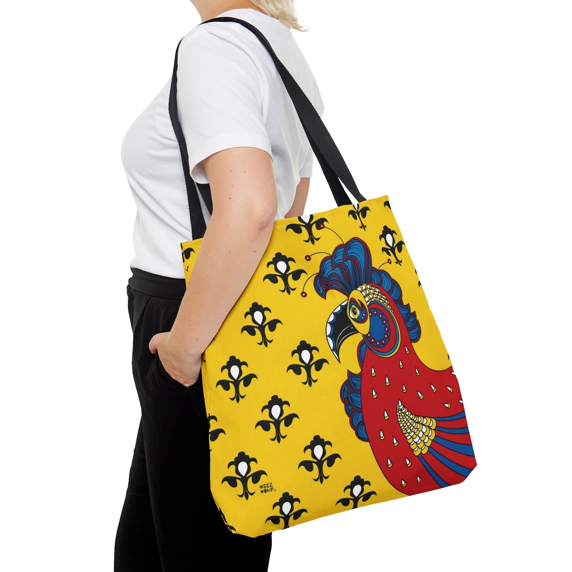 Fluer de Lis Rooster in Yellow - Fashion Tote & Beach Bag - WeezWomp