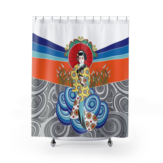 Shower Curtain, Japanese Geisha, Modern Fabric, Unique Shower Curtains, Bath Decor - WeezWomp