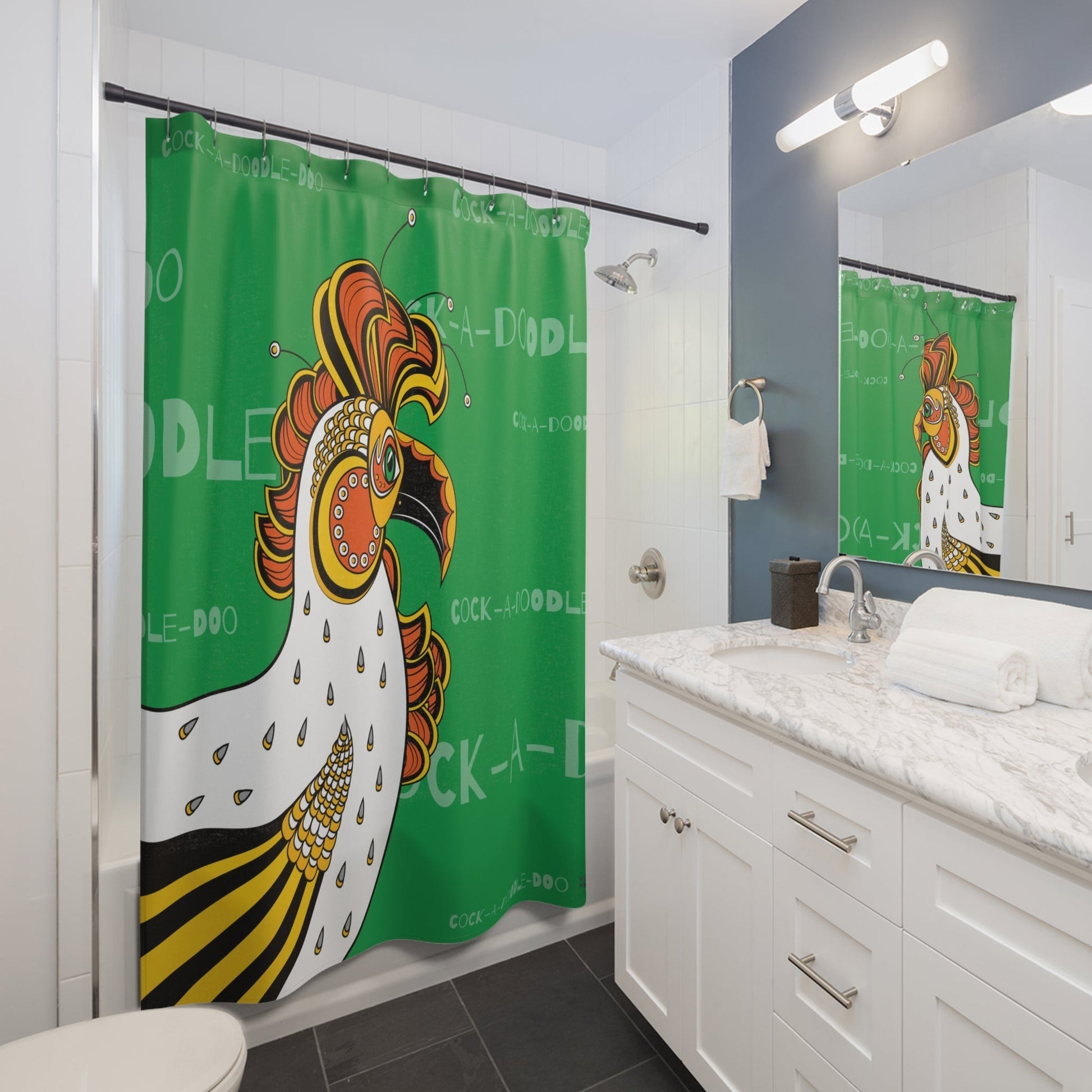 Shower Curtain. Rooster Art, Modern Fabric, Unique Shower Curtains, Home Decor, Fun Shower Curtains, Modern Shower Curtains, Farm House Bath Decor - WeezWomp