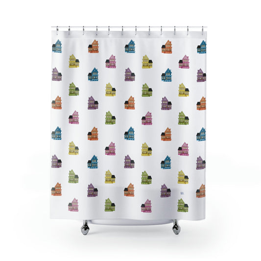 Victorian House Shower Curtain, Stylish Bath Decor, Whimsical Shower Curtains, Modern Shower Curtains, Fun Shower Curtains - WeezWomp