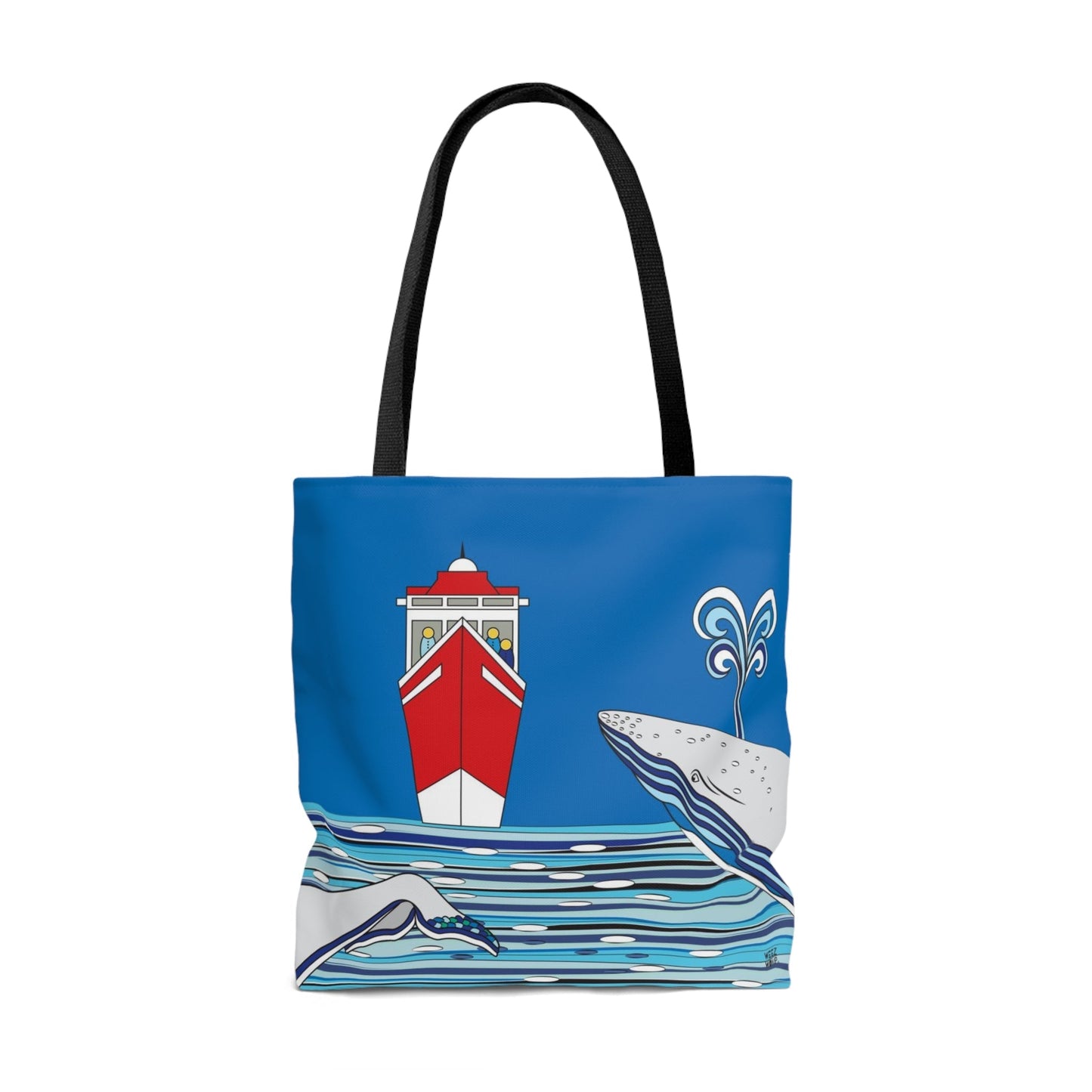 Watching Whales in Blue - Fashion Tote & Beach Bag - WeezWomp