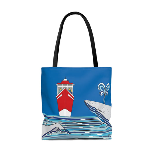 Watching Whales in Blue - Fashion Tote & Beach Bag - WeezWomp