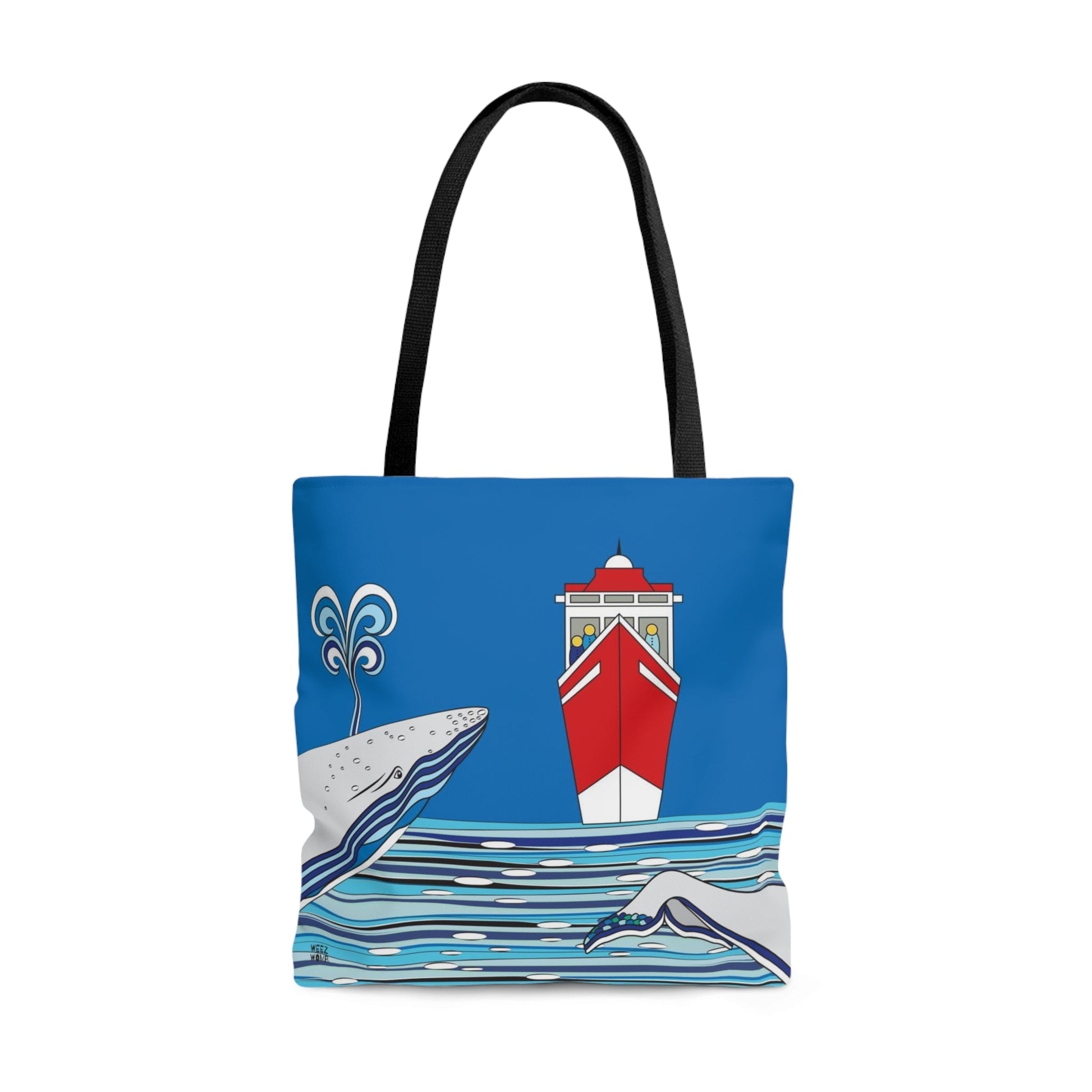 Watching Whales in Blue - Fashion Tote & Beach Bag - WeezWomp