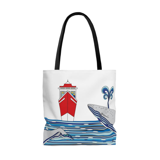 Watching Whales in White - Fashion Tote & Beach Bag - WeezWomp