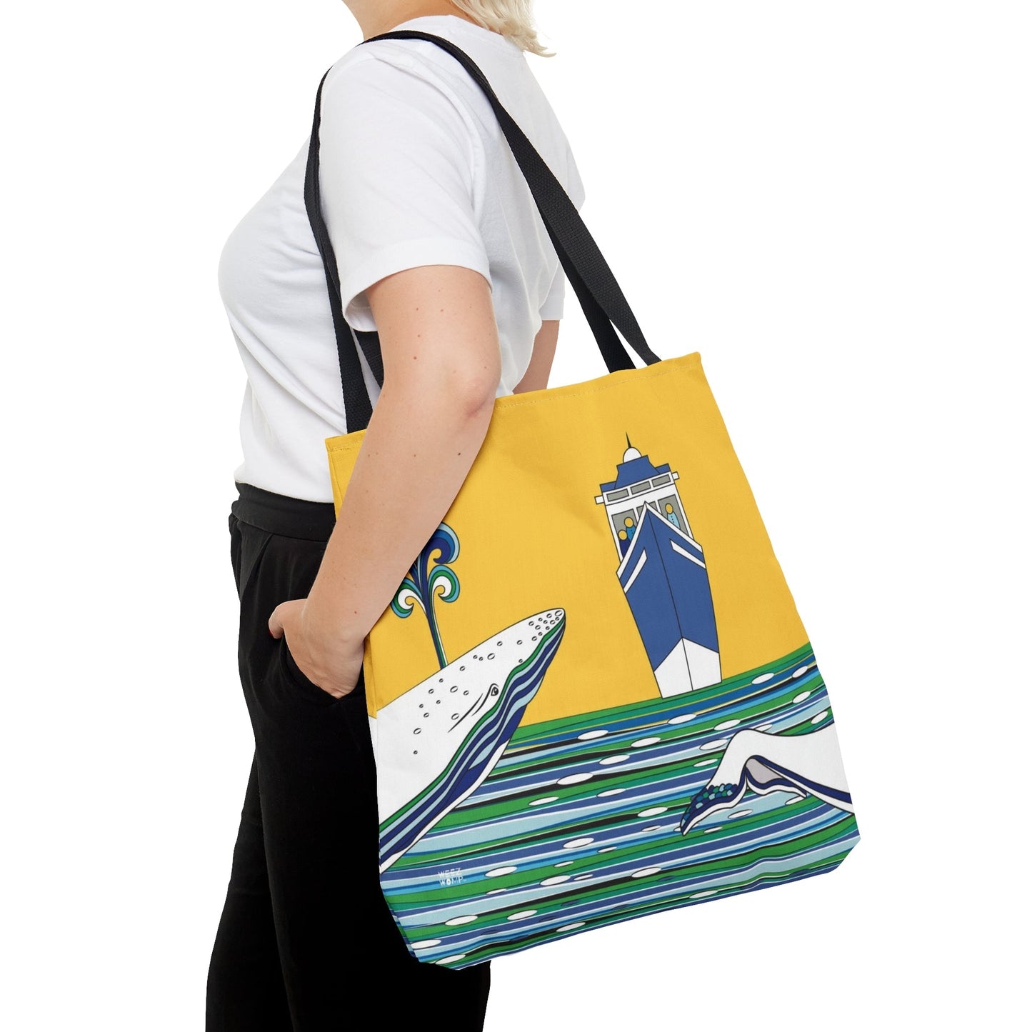 Watching Whales in Yellow - Fashion Tote & Beach Bag - WeezWomp