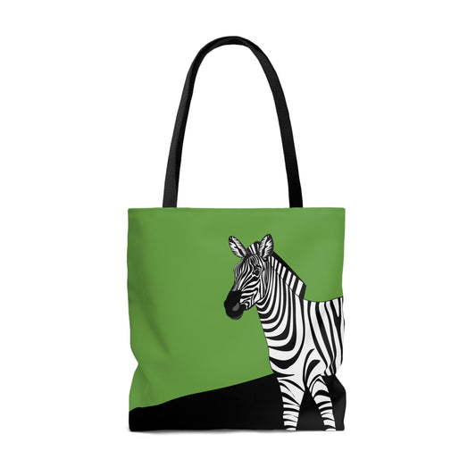 Zebra on Green - Fashion Tote & Beach Bag - WeezWomp