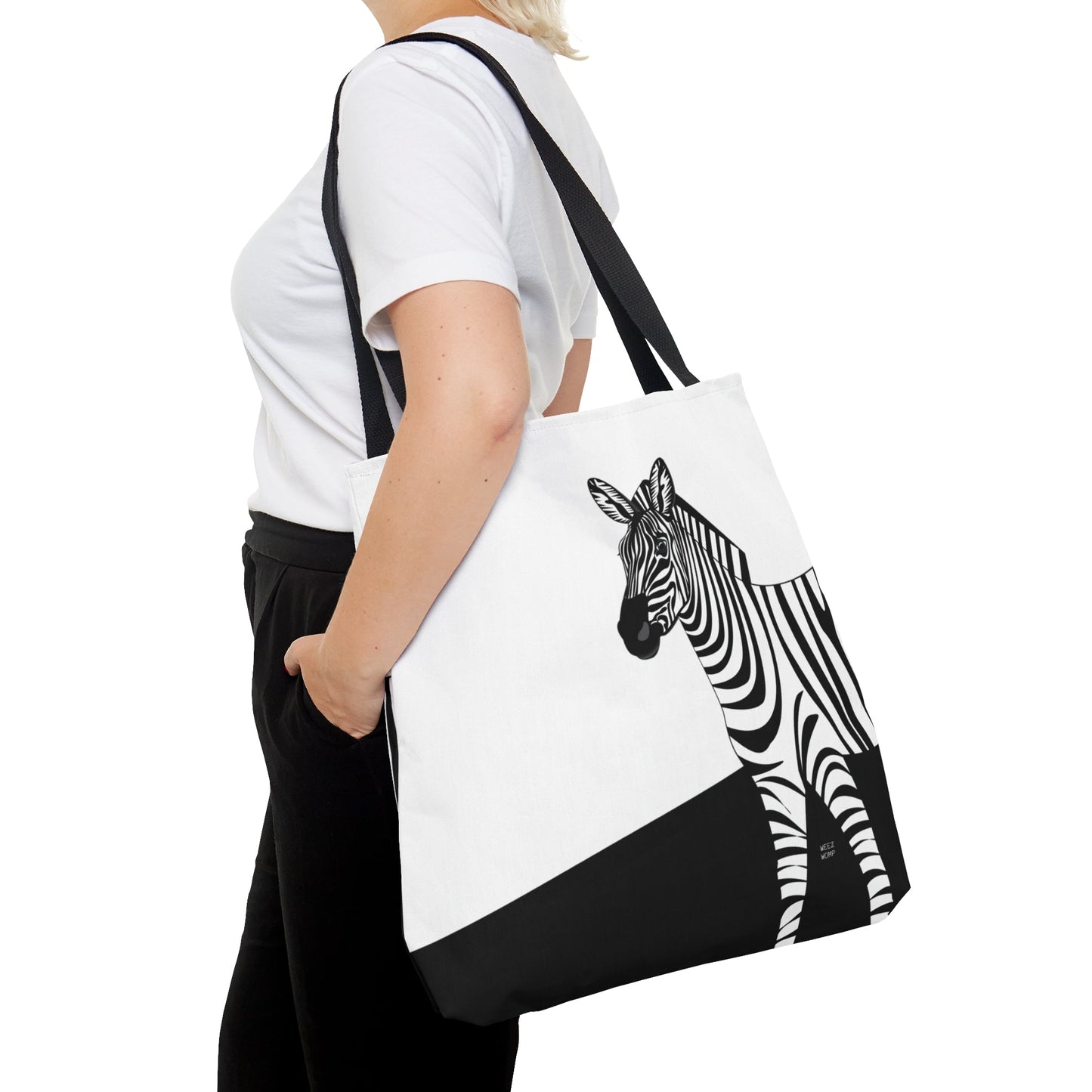 Zebra on White - Fashion Tote & Beach Bag - WeezWomp