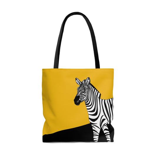 Zebra on Yellow - Fashion Tote & Beach Bag - WeezWomp